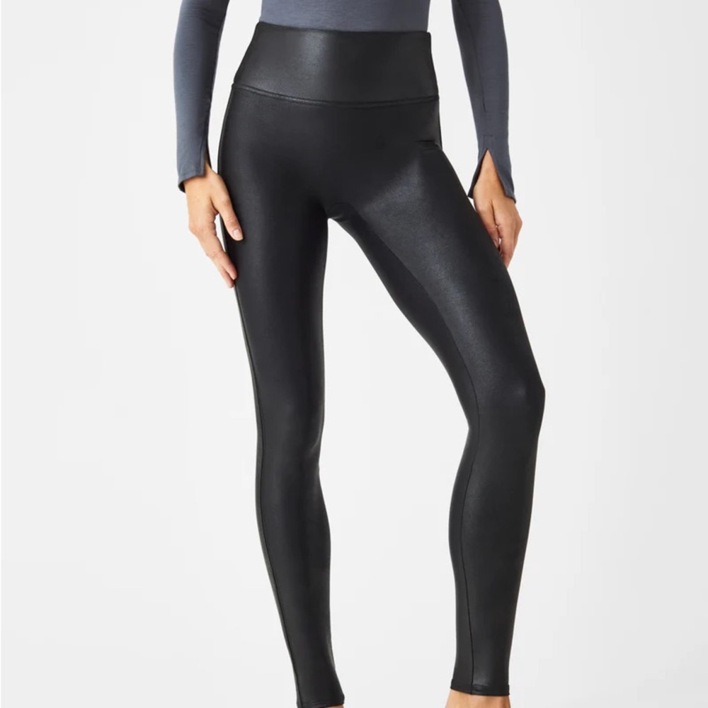 SPANX faux leather black leggings size S